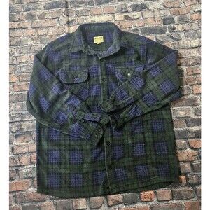 Rustic Ridge Fleece Flannel Jacket Plaid Size Large Blue & Green
